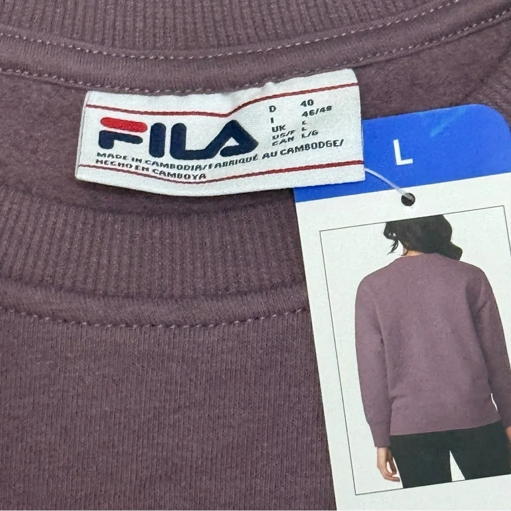 FILA Plum Crewneck Pullover with Embroidered Logo